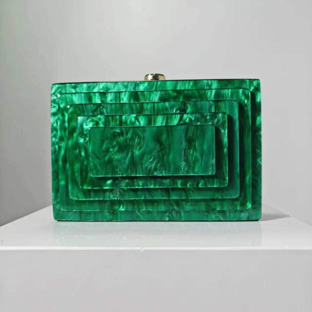 Summer Dinner Bag Retro Splicing Bag Trendy Acrylic Shoulder Chain Bag Bag Women