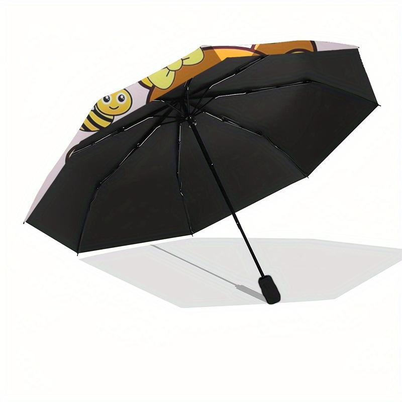 Rilakkuma,Bear Automatic Folding Umbrella Simple 8 Rib Design, Bright Cartoon Pattern, Durable Iron Frame, Suitable For Travel, Outdoor, Bea