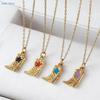 Personality Stainless Steel Gold Plated Drip Oil Star Boots Pendant Necklaces For Women Chain Choker Jewelry Wholesale 1Pcs