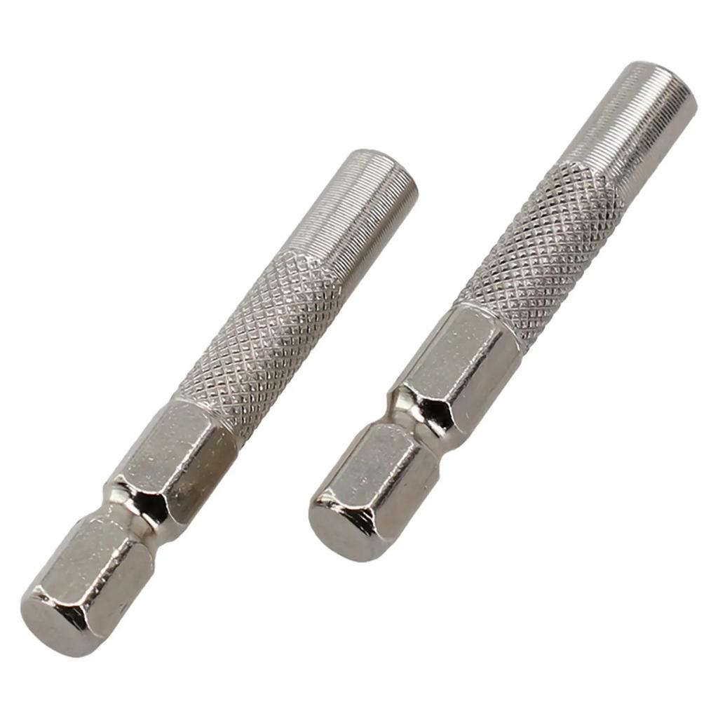 Bits For Small Screwdriver Hex Shank Silver 6.35mm Insert Bit Adapter To 4mm Electric Socket Holder Chrome-vanadium Steel 2pcs