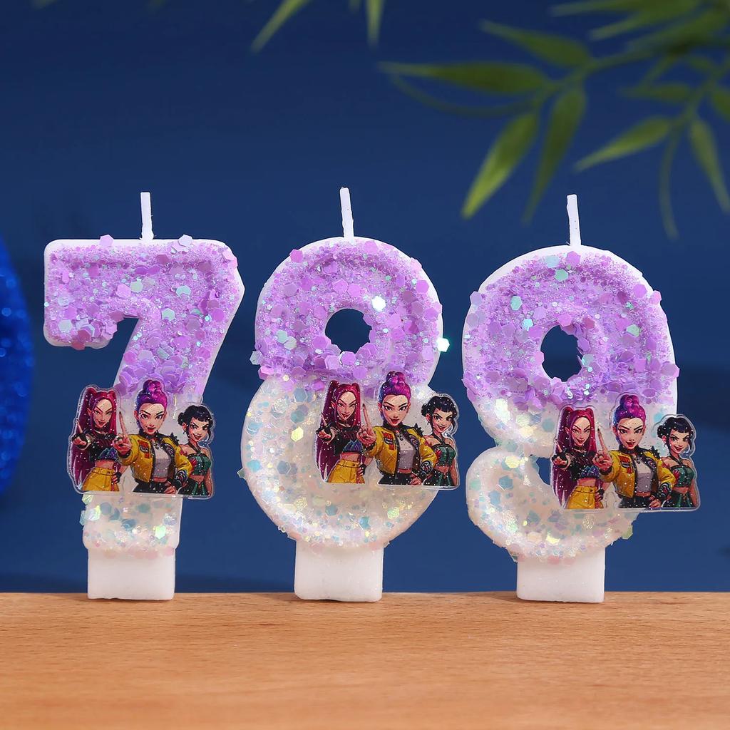 K-Pop Singing Girl 3D Number Birthday Candles Themed Digital Cake Topper Decoration Cake Decor For Kids Party Supplies