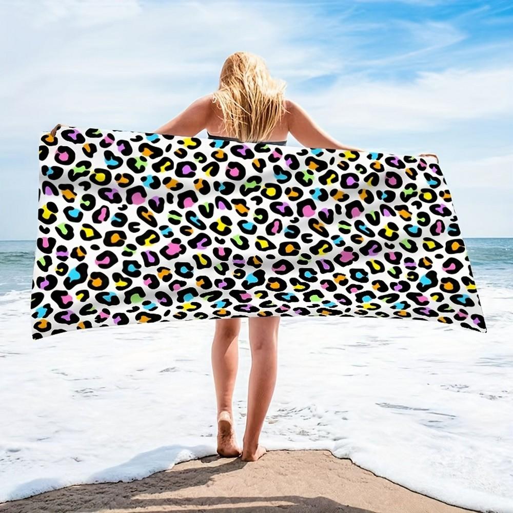 Rainbow Leopard Print Beach Towel Patterned Sunscreen And Windproof Suitable For Swimming Pool Camping Travel Blanket