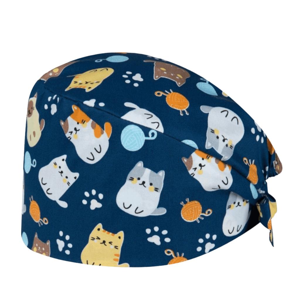 Unisex Cartoon Printing Scrub Cap Adjustable Buckle Print Design Lab Scrub Hat Breathable Soft Pure Healthcare Hats Pet Hospital