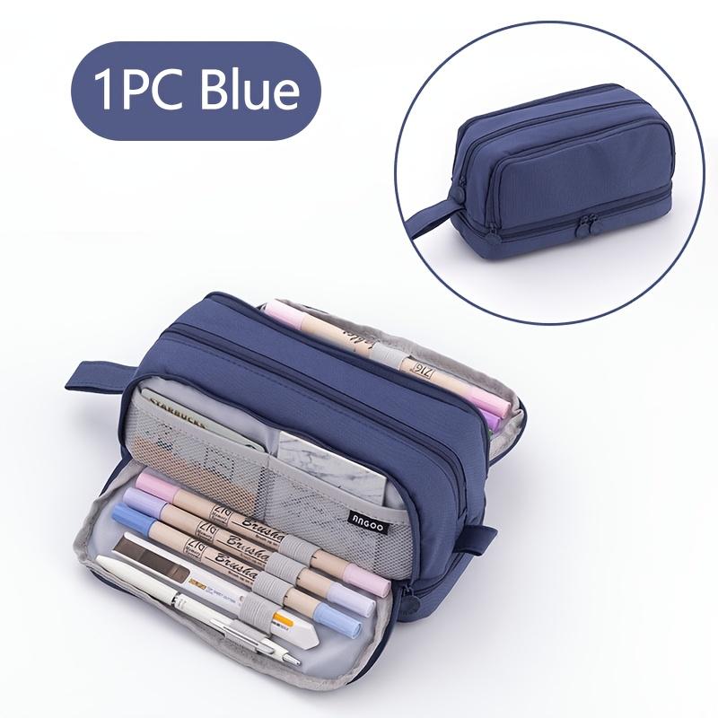 1pc Double-layer Double-open Large-capacity Good Looking Junior High School Multi-functional Pocket Zipper Pen Pocket