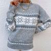 Damen Pullover mit Schneeflockenmuster, hochgeschlossen, Strickwaren Top