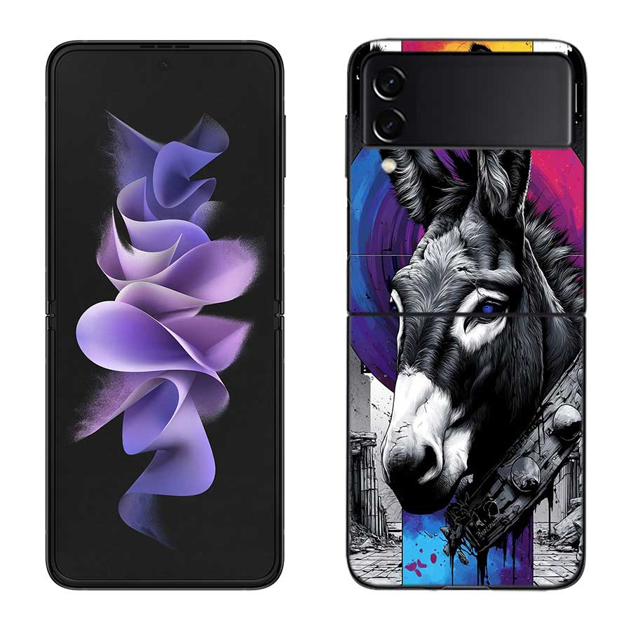 

The Donkey Neighed Phone Case For Samsung Z Flip 7 6 5G Galaxy Z Flip 5 4 3 Black Hard Cell Cover Luxury PC Shell Coque Samsung Z Flip 5 5G