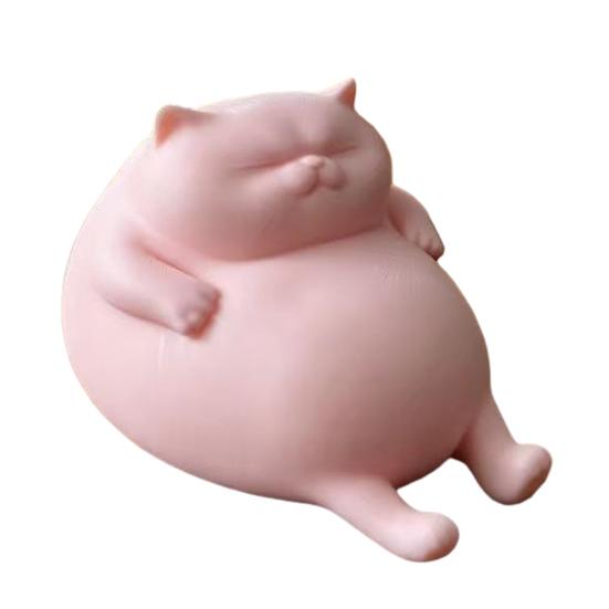 Office Desk Accessories 3D Printed Fat Cat Figurine, Cute Lazy Statue, Room Decor Aesthetic Minimalist Tabletop Ornament for And Shelf Decorations