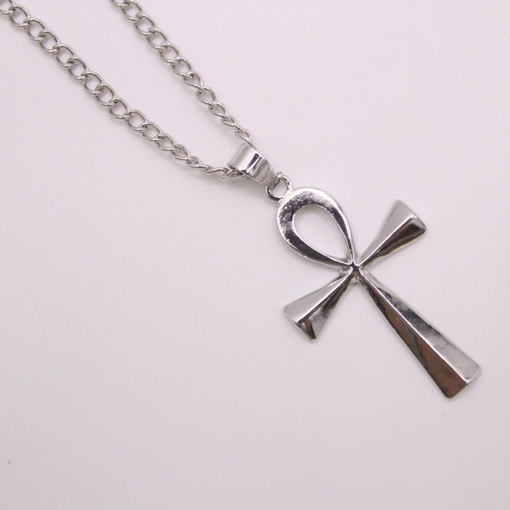 European & American Cross Necklace with Ancient Egyptian Ankh Pendant for Men