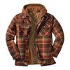 Men's Quilted Lined Button Down Plaid  Shirt Add Velvet To Keep Warm  Jacket With Hood