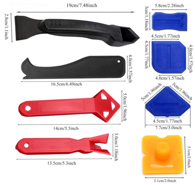 Silicone Caulking Tools Kit 11Pcs Sealant Finishing Tool Grout Scraper Caulk Nozzle Removal Tool for Bathroom Kitchen Sealant Finishing Tool