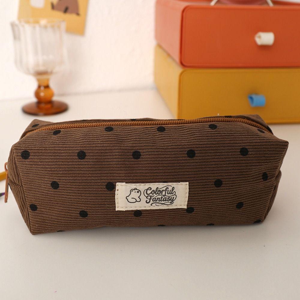 Polka Dot Design Pen Bag Large Capacity Pen Pouch Portable Stationery Bag School Office