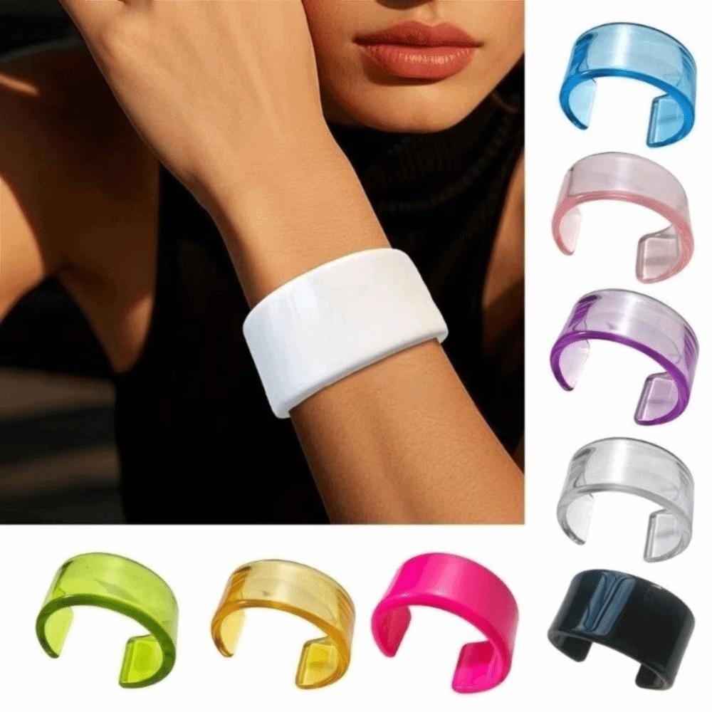 Wide Half Cuff Bracelet Simple Color Open Mouth Bangle Casual Elegant Wristband  Daily Casual