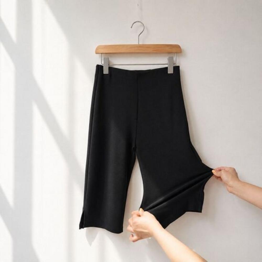 Mizqz Cool Span Side Slit Capri Leggings Pants