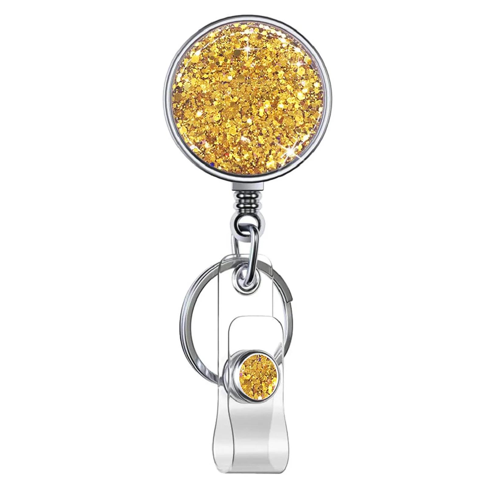 

Новый дизайн, 1 шт., металлический блестящий выдвижной значок медсестры, катушка, держатель удостоверения личности доктора, студента, учителя, брелки, шнурок жёлтый