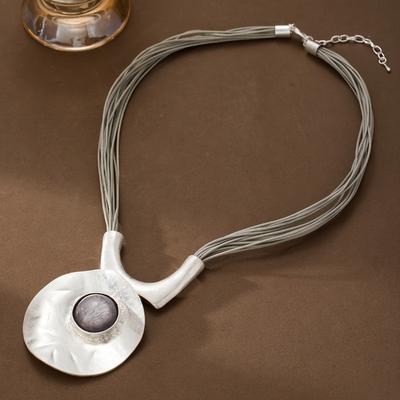Metal Oval Hollow Geometric Pendant Adjustable Clavicle Chain - Elegant Jewelry Mother's Day Ramadan Gift