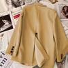 Damen Umlegekragen Langarm Unifarben Blazer Normale Passform Pendlerstil Kurzer Mantel
