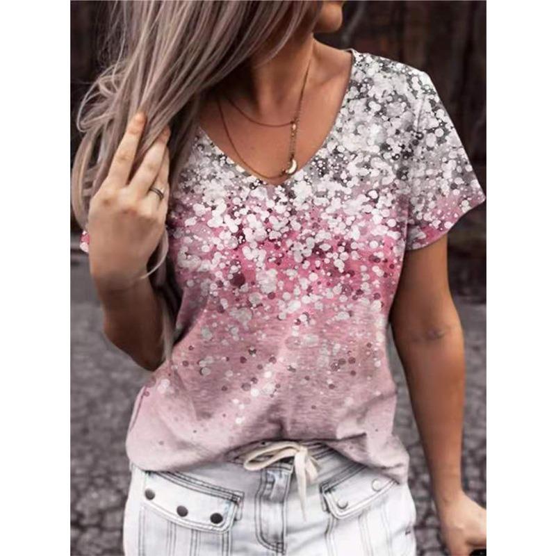 Summer Printed Trend Short Sleeved Fashion T-shirt Loose Women's Top