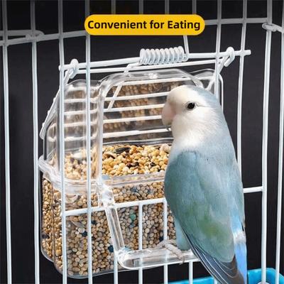 Clear Plastic Hanging Food Bowl Leak Proof Bird Waterer Compact Bird Cage Feeder Cup  Bird Cage