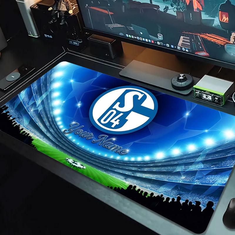 FC Schalke 04 Custom Name Large Size Mouse Pad Large Gaming Table Cushion Non-slip Laptop Tablet Big Mousepad XXL Mat Mini PC Playmat With Lock Edge