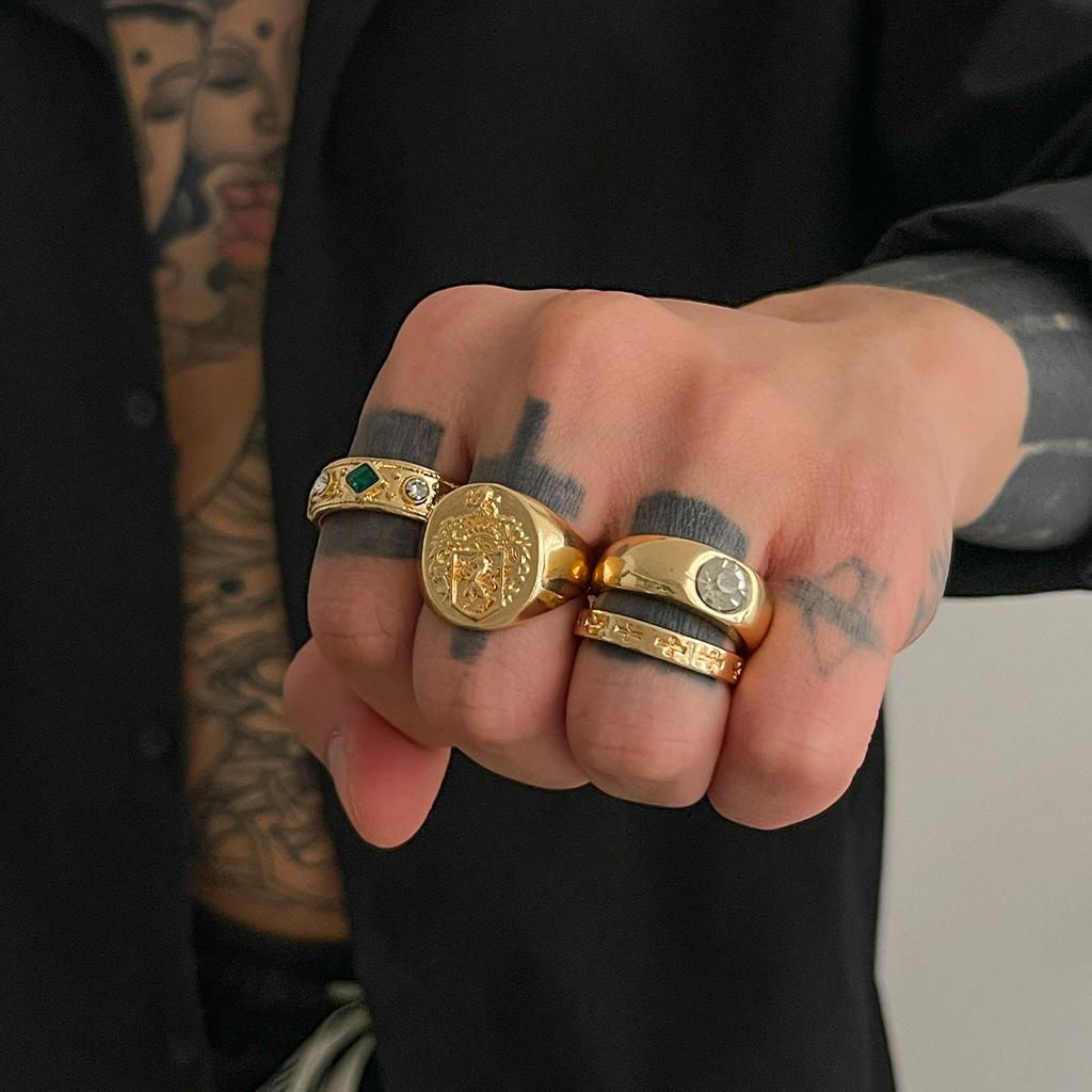 Hip Hop Diamond Inlay Ring for Men Fashion Personality High End Chunky Finger Jewelry