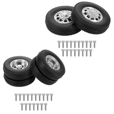 2PCS RC Climber Trailer Wheel Rims Front/Rear Rubber Wheel Tires Heavy Bearing & Grip Spare Part of 1:14 Tamiya Tractor