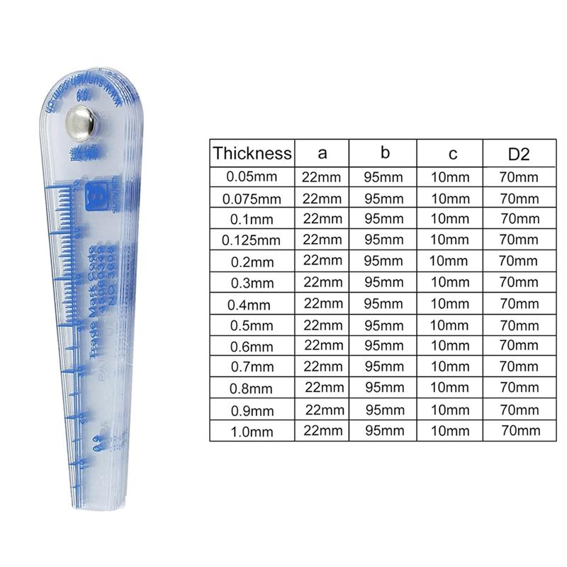Top Deals Plastic Feeler Gauge 0.05-1Mm Thickness Measuring Tools 13 In 1 Feeler Gauge For Measuring Gaps