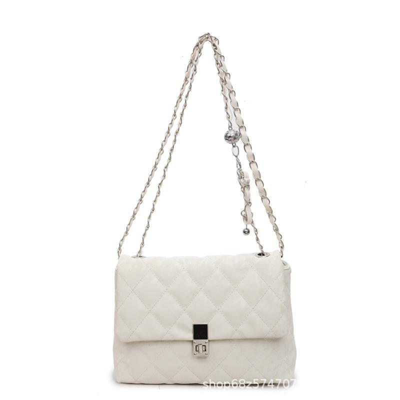 Rhombus chain bag women's 2025 new niche design large capacity shoulder messenger bag versatile texture small square bag