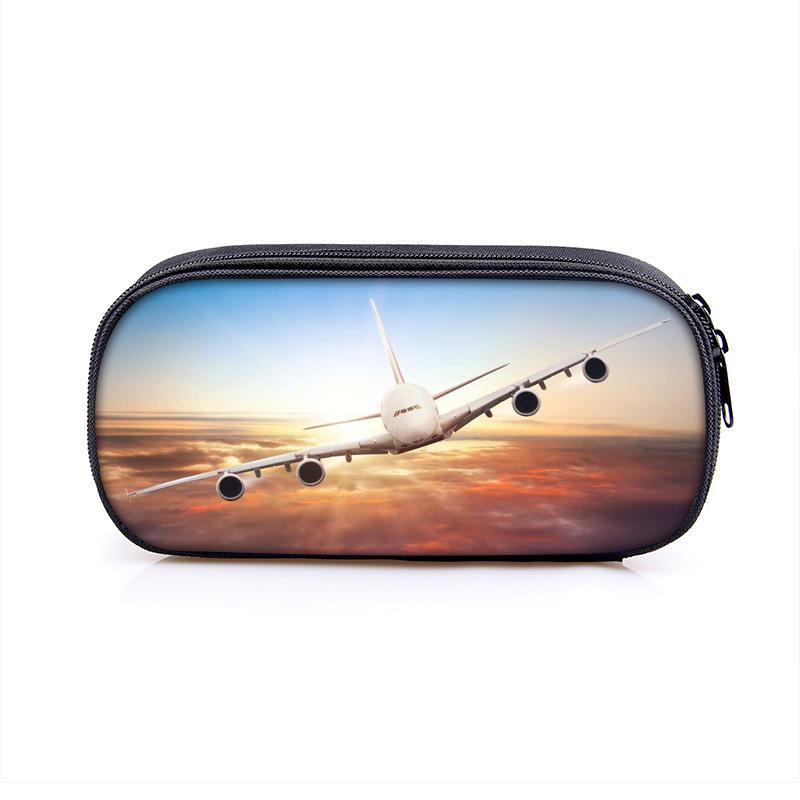 Airplane Pattern Pencil Case – Cool, Large Capacity Stationery Box for Boys and Students