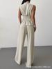 Elegant Women's V-Neck Sleeveless Top & Elastic Waist Pants Set - Summer Two-Piece