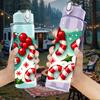 1PC Candy Cane Christmas Festive Heart 750ml Color Plastic Sports Water Bottle Leakproof Flip Straw Lid Suitable for Sports Office Home Use