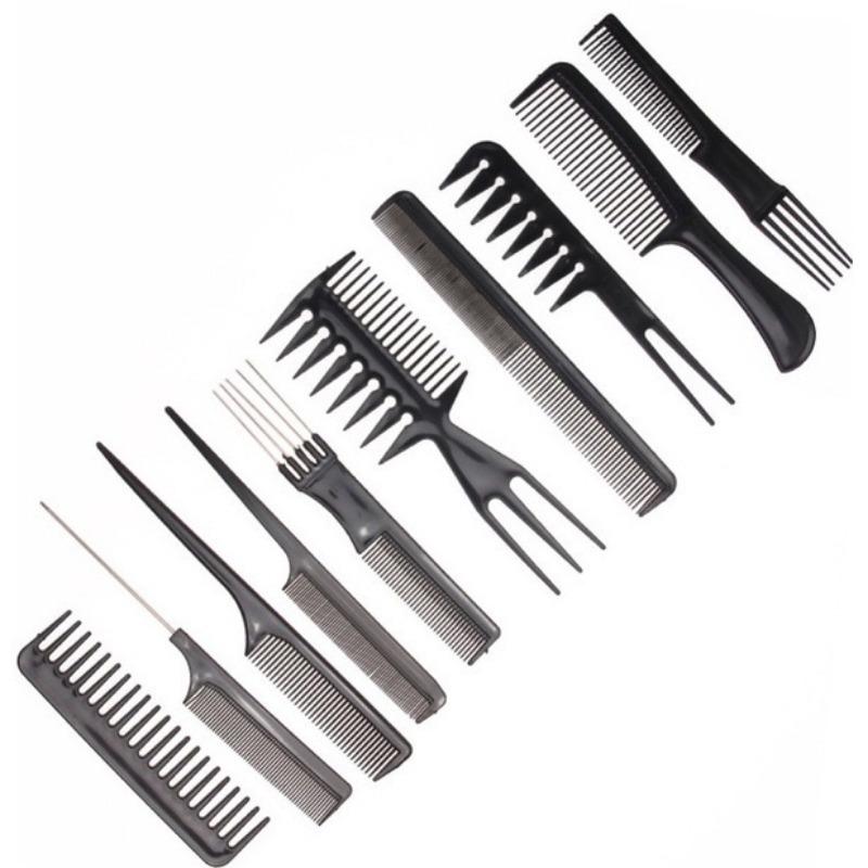 10pcs/lot Black Makeup Comb Set Styling Hairdressing Comb Barber