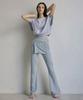Debiweeo Layered Wrap Bootcut Pants (Set) Devi-B0084-Melange Grey