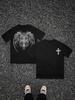 Dark Grunge Thorn Heart Cross Back Print Small Chest Logo Tee Vintage Loose Fit Unisex Alt Fashion Soft Black Cotton Tshirt