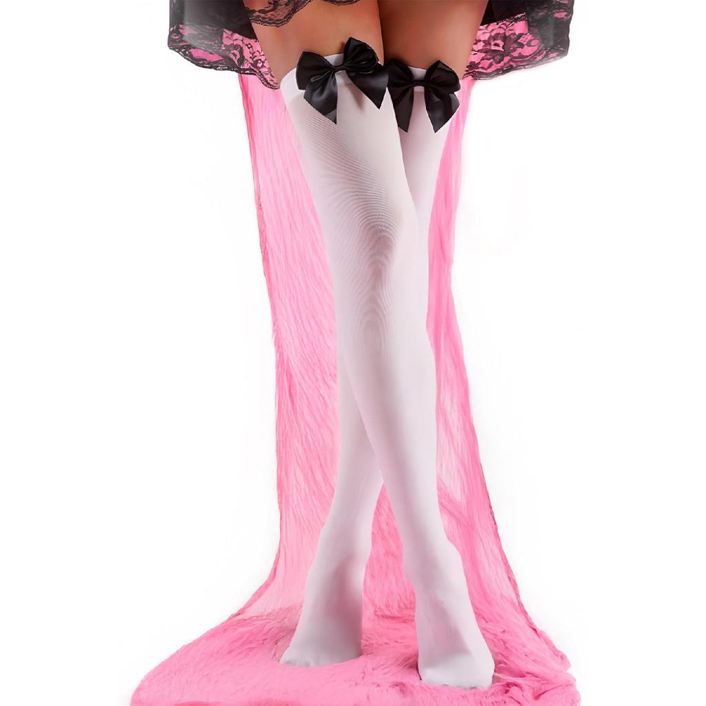 Black Bowl Black Garter Socks On The Knee - Nose Reinforced, Durable Flexible Black Women's Socks