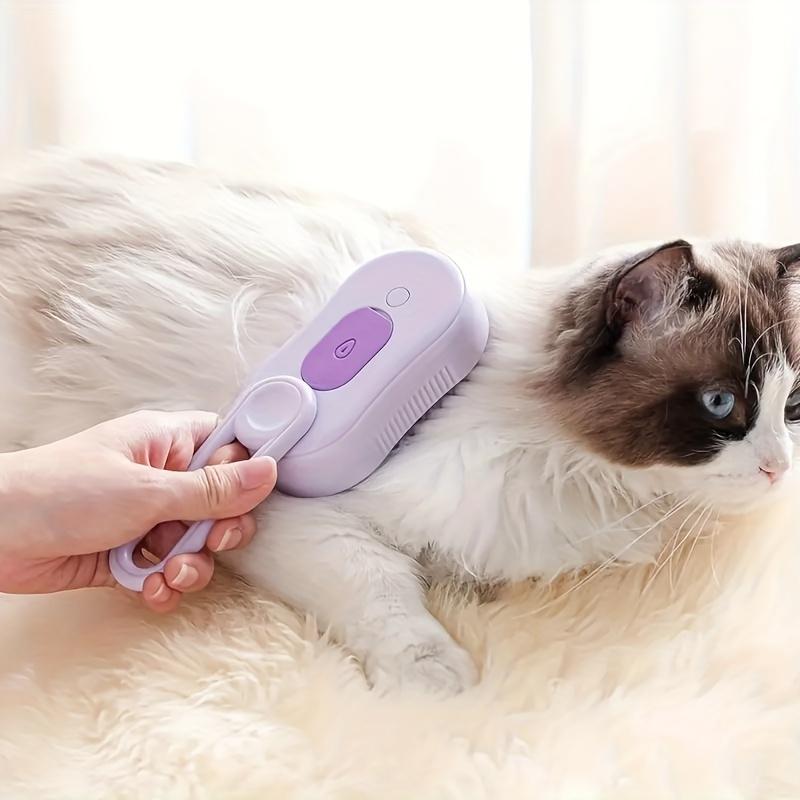 3-in-1 Steam Pet Grooming Brush - USB Rechargeable, Foldable Cat & Dog Beauty Tool with Silicone Bristles, Ideal for Long & Short Hair,