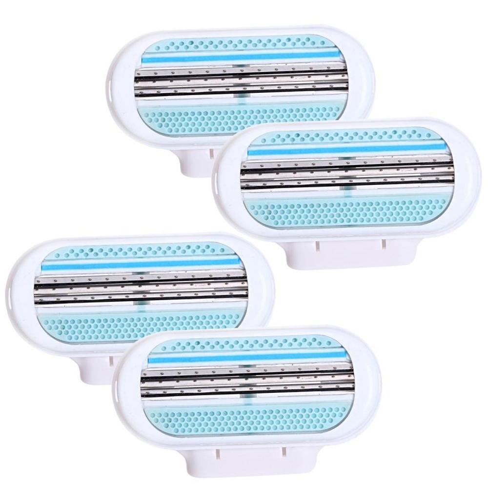 4Pcs Razor Blade Shaving For Women Blades Sharpener 3 Layer Woman Razor Blades Head 4Pcs