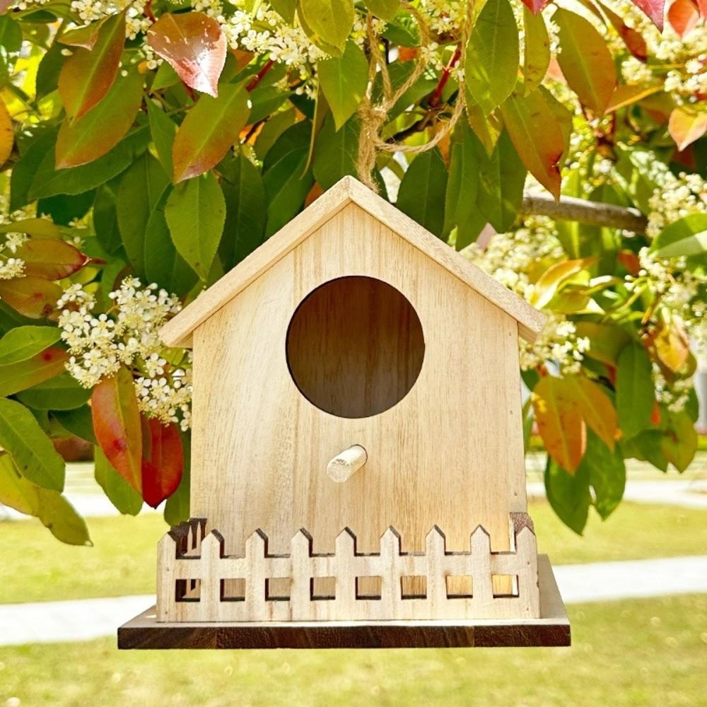 Hanging Wood Bird House Bird Cage Bird Feeder House Safe Nesting Space Bird Nest  Hanging Garden