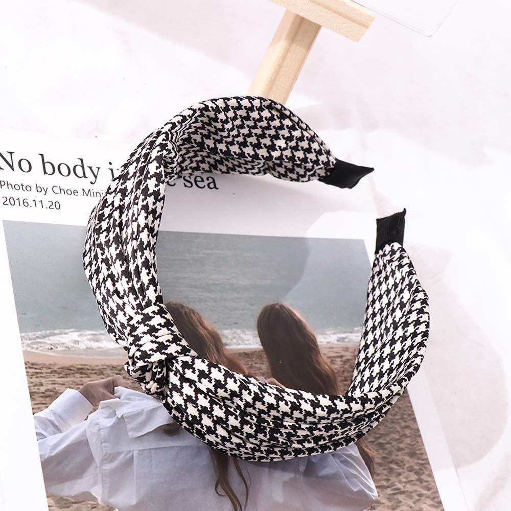 Wide Side Lattice Check For Girls Women Hair Hoop Grid Hairbands Korean Head Wrap Knot Headband