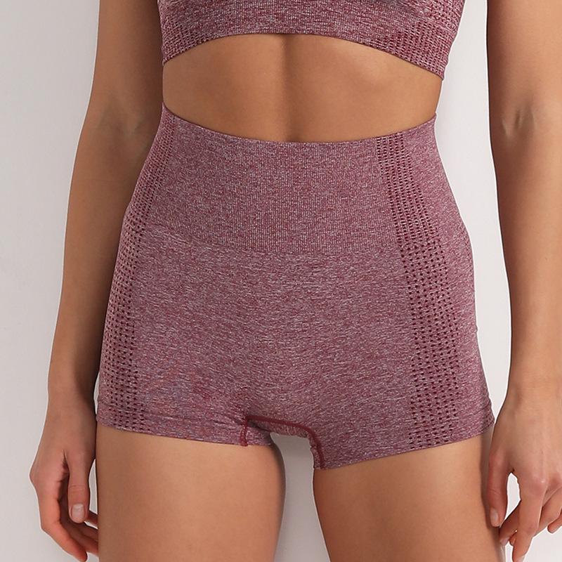 Summer High-Waisted Seamless Yoga Shorts for Running and Fitness