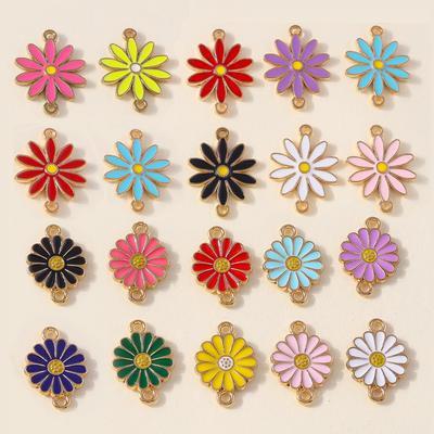 Leslie 10 pièces Breloques Fleur Marguerite Colorées Double Trou Pour Fabrication de Bijoux Bracelet Collier DIY Pendentif Porte-clés
