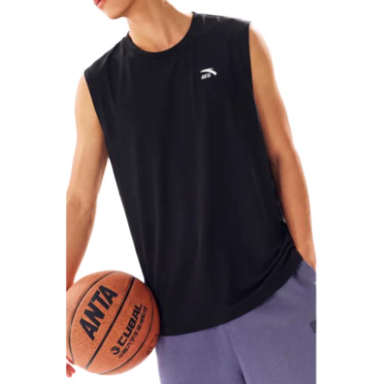 Anta Mens Knitted Sports Loose Tank Top Summer 2026 Men Tops Basic-Black 952628115-2