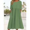 Spring and Summer Round Neck Casual Loose Solid Color Dress