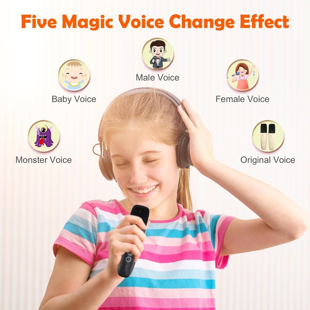 Mini Karaoke Machine for Kids Adults,Portable Bluetooth Karaoke Speaker for Adults Kids with 2 Microphones for 6 7 8 9 10 11 12 Years Old Girls Boys