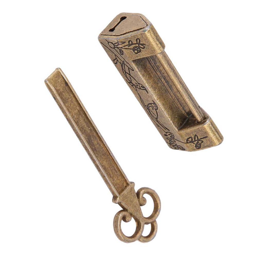 4pcs Mini Size Chinese Style Padlock Bronze Finish Magpie Flowers Padlock  For Furniture