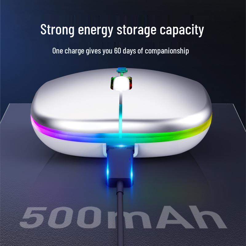 Rechargeable Dual-Mode Silent Bluetooth Mouse with Colorful LED for Office