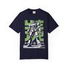Vintage Mecha Robot Sketch 02 T-Shirt | Green Rising Sun Background