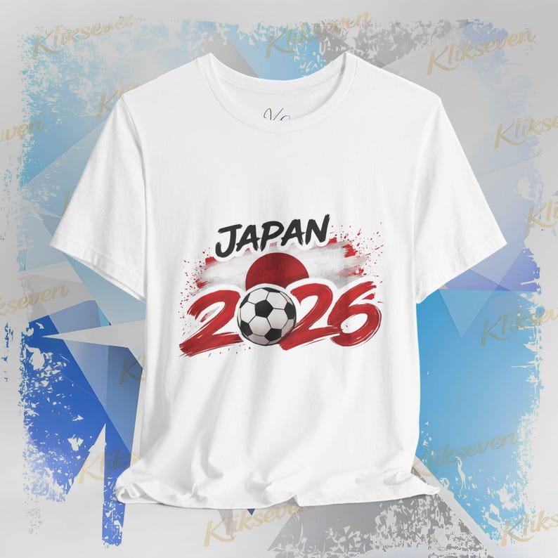 Japan 2026 Soccer Graphic T-Shirt, Hand-Painted Rising Sun Fan Tee L