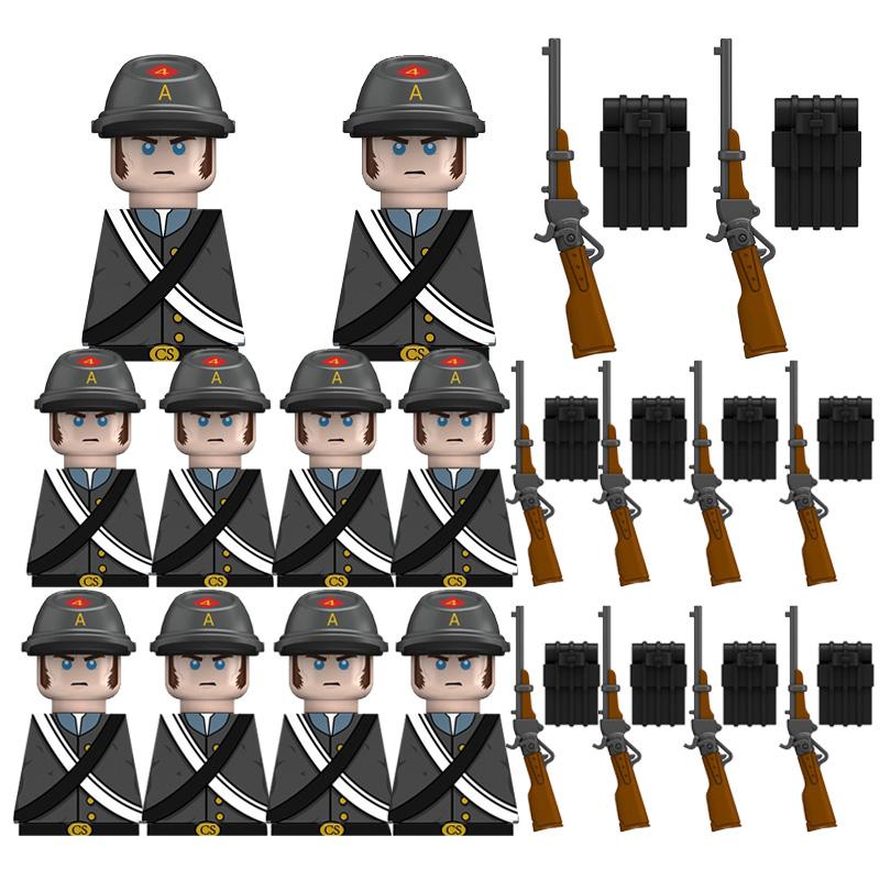 Kids Toys Civil War Volunteer Corps Infantry Soldiers West Cowboy  Weapon Equipment Figures Sets Childrens Birthday Gifts
