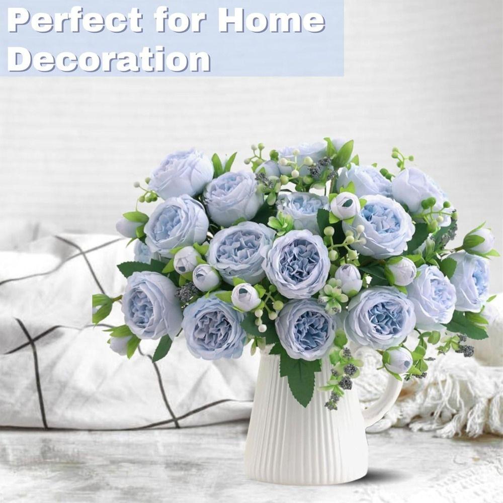 High Quality Big Head Artificial Peony Flowers Bud DIY Accessories Silk Rose Bouquet Peony Bouquet Photo Props