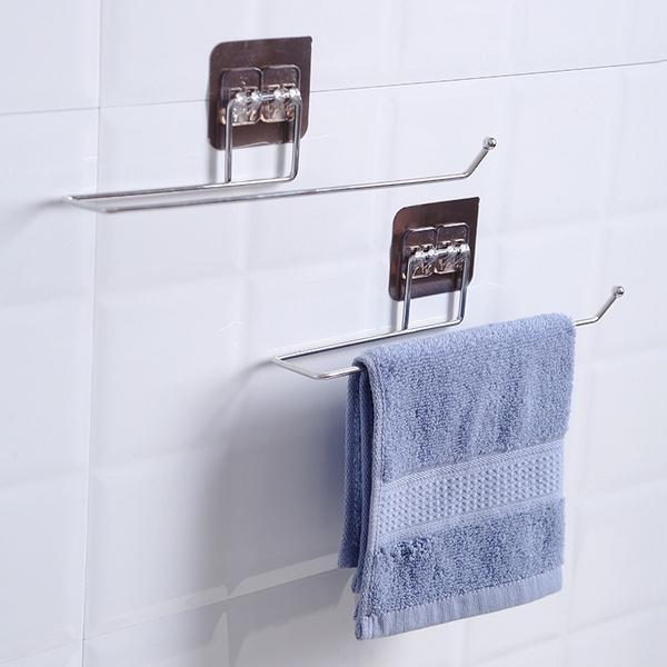 

No Drilling Suction Cup Rack Toilet Stainless Steel Wall Mount Bath Rolls Paper Holder Kitchen Tools 1Pcs